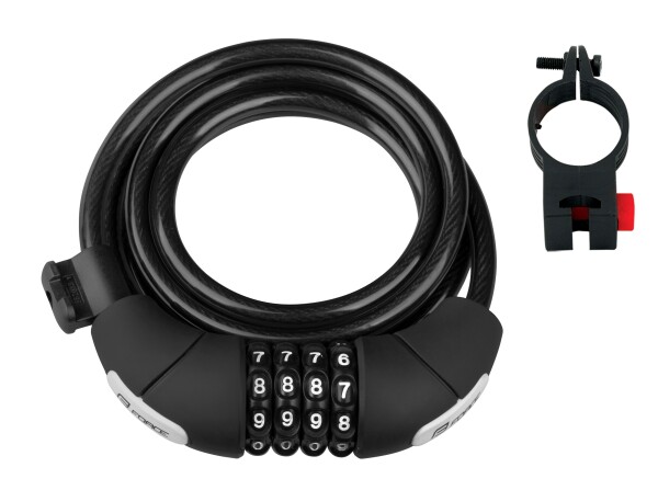 Zámek FORCE LUX spirálový kódový s držákem 180cm/8mm, černý