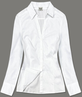 Klasická bílá dámská bavlněná košile (0818-3#) Barva: odcienie bieli, Velikost: L (40)