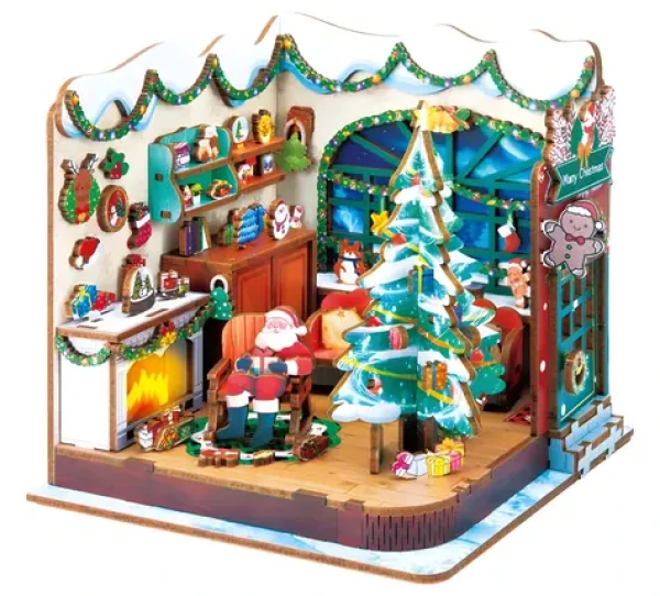 2KIDS TOYS 3D dřevěná skládačka Miniatura domečku Santova dílna