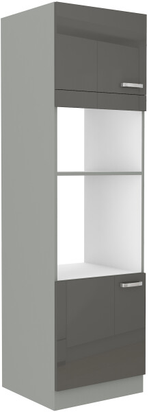 Vysoká skříňka pro vestavnou a mikrovlnou troubu 60 DPM-210 2F Barva korpusu: Šedá, Barva dvířek: Šedý lesk (Šedá)