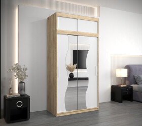 Šatní skříň Abi Mr s nástavcem Dveře: Bílá, Rozměr: 120 cm, Korpus: Dub sonoma