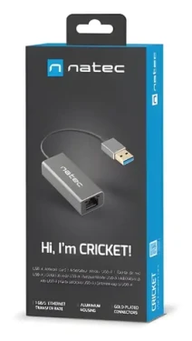 Natec Cricket černá / Síťová karta / USB 3.0 / RJ-45 / 10/100/1000 Mbps (NNC-1924)