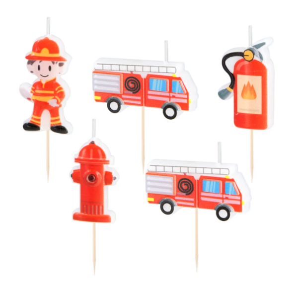 Sada narozeninových svíček 5 ks hasiči - Party Pal