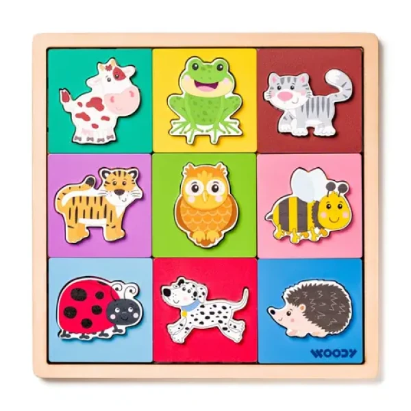 Woody Puzzle se zvířátky, tvary-barva