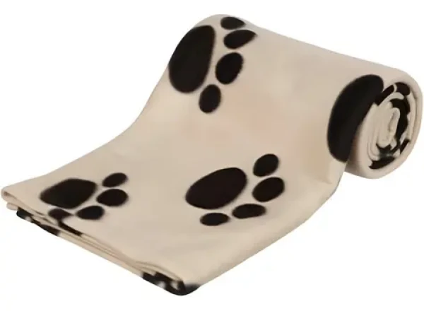 TRIXIE Deka Barney béžová s černými tlapkami 150x100 cm / Pro psy / Fleece / praní na 60°C (G14-37181)