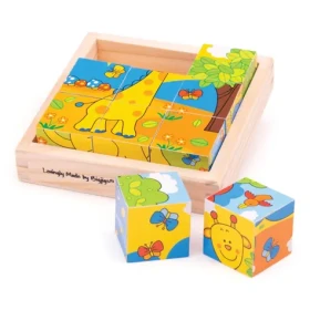 Bigjigs Toys Obrázkové kostky kubusy Safari