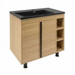 Koupelnová skříňka s černým umyvadlem Naturel Lucca 79x70x45 cm dub mat LUCCA80DU3ABKM LUCCA80DU3ABKM