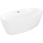 MEXEN/S - Olea volně stojící vana vzor 170 x 80, bílá, sifon a přepad zlatá 52821708000-50