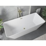 MEXEN/S - Velo Slim volně stojící vana 170 x 75, bílá, sifon a přepad zlatá kartáčovaná 52811707500-55