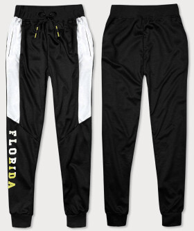 Černé pánské teplákové kalhoty (8K199) Barva: odcienie czerni, Velikost: XL