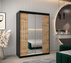 Šatní skříň Abi Y1 Barva korpusu: Černá, Rozměry: 150 cm, Dveře: Dub artisan