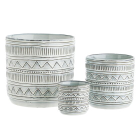 MADAM STOLTZ Kameninový obal na květináč White / Brown M, bílá barva, keramika