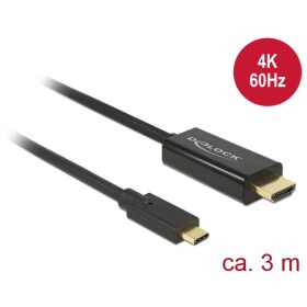 Delock USB-C® / HDMI kabelový adaptér USB-C ® zástrčka, Zástrčka HDMI-A 3.00 m černá 85292 pozlacené kontakty Kabel pro displeje USB-C®
