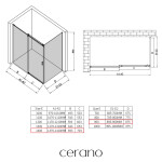 CERANO - Sprchový kout Santoro - levá - 6 mm - černá matná, mléčné sklo - 140x90 - posuvný CER-665677