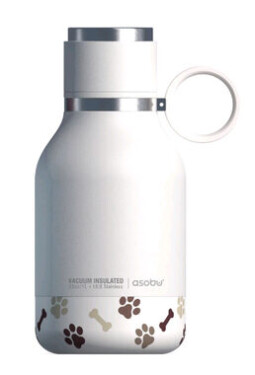 Asobu Dog Bowl Bottle White 0.975 L / Láhev s miskou pro psa / chladný až 24 hodin / nerezová ocel (SDB1 White)