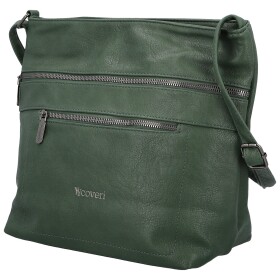 Stylová dámská koženková crossbody kabelka Olbba, tmavě zelená