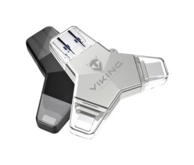 Viking USB Flash disk 3.0 4v1 s koncovkou Lightning/Micro USB/USB/USB-C, 128 GB, černá EDF_665191