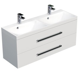 Koupelnová skříňka s dvojumyvadlem SAT Cube Way 120x40 cm bílá lesk CUBE2120ZBL CUBE2120ZBL