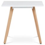 Jídelní stůl 80x80x75 cm, MDF, bílý matný lak, masiv buk