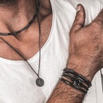 Luxusní pánský náhrdelník s černým onyxem Antonio, Černá 45 cm