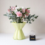 House Doctor Exkluzivní set: Skleněná váza Say / Yellow + aranžovací kroužek Hanataba, žlutá barva, sklo