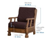 Super strečové potahy NIAGARA čokoládová křeslo s dřevěnými rukojeťmi (š. 50 - 80 cm)