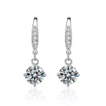 Royal Fashion stříbrné náušnice HA-XEZ009-SILVER-MOISSANITE-ZIRCON