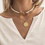 Perlový choker náhrdelník Blanca Gold - chirurgická ocel, sladkovodní perla, Zlatá 38 cm