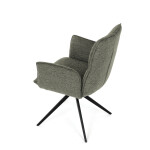 Židle jídelní, zelená látka, 360° vratný mechanismus, černý kov