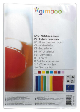 Gimboo obal na sešity A4 zrnité, 148 x 210 mm, PP, 90 µm, transparentní - 10ks