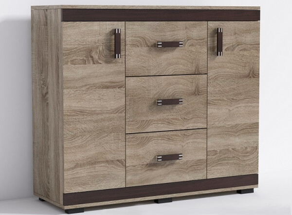 Komoda P13 120cm Barva korpusu: Dub - sonoma, Lišta: Dub - sonoma, Barva dvířek: Trufla