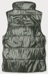 Krátká dámská vesta v khaki barvě se stojáčkem (B8152-11) odstíny zelené XL (42)