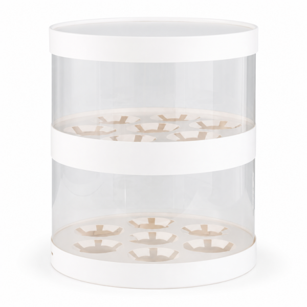 Cake Star Cake Star Plastový kulatý box na cupcakes nebo dort bílý 2 patra (na 14 ks)