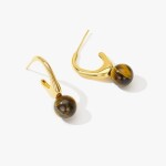 Visací náušnice Hestia - tygří oko, stříbrné zapínání, Hnědá