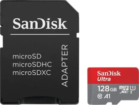 SanDisk Ultra microSDXC 128GB + adaptér / Class 10 / UHS-I / U3 / A1 / čtení: až 120MBs (SDSQUA4-128G-GN6MA)
