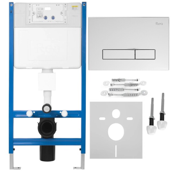 REA/S - Podomítkový WC systém K011A-Q + tlačítka I Brush Chrome KPL-E9561