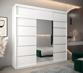 Šatní skříň Abi V2 s nástavcem Barva korpusu: Bílá, Rozměry: 250 cm, Dveře: Bílá