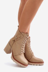 Zateplené botky na podpatku se zlatým detailem béžové Ivarisse 39