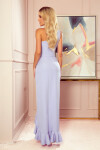 Dlouhé dámské šaty ve stylu přes jedno rameno ve světle vřesové barvě XS model 9046063 - numoco