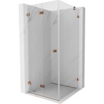 MEXEN/S - Lunar-F sprchový kout skládací dveře levá 90 x 90, transparent, różowe złot 836-090-090-60-00-L