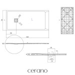 CERANO - Sprchová vanička obdélníková Pablo - SMC/minerální kompozit - strukturovaná bílá matná - 150x70x3 CER-481000