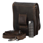 Malá pánská kožená taška na opasek Yolande Green Wood tmavě hnědá