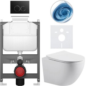 CERANO - Kompletní WC set Basic/Cesso - bílá matná - WC tlačítko Dualo/Černá - ovládání shora - předstěnová instalace - 49x36 CER-8050BD86155