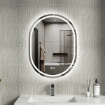 Erga Lyra, oválné LED zrcadlo 60x80cm, 3 barvy světla, přední a zadní osvětlení, vyhřívací podložka proti zapaření, ERG-V01-LYRA-6080-CL