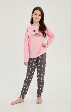 Dívčí pyžamo Ruby růžové dalmatiny pro starší růžová