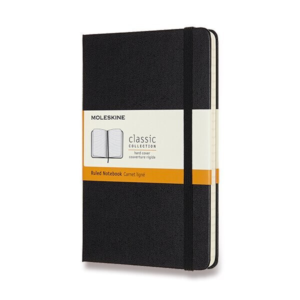 Zápisník Moleskine - tvrdé desky, M, linkovaný - černý