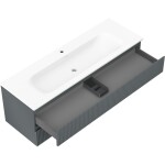 MEXEN/S - Rivel koupelnová skříňka 140 cm s umyvadlem Vela, 2 zásuvky, reliéf , grafit mat/bílá mat - 91A20-14047-2-BFF66-W23M 91A20-14047-2-BFF66-W23M01