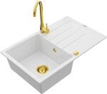 MEXEN - Bruno granitový dřez 1 s odkapávačem včetně baterie Telma, bílá 6513-20-670200-50