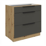 Spodní skříňka Aria 80 D 3S BB - Premium Box Barva korpusu: Bílá, Barva dvířek: WH - Crystal white AFM