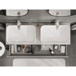MEXEN/S - Rivel koupelnová skříňka pod umyvadlo 140 cm s deskou, 2 zásuvky, reliéf , šedá mat 91A20-14047-2-BFFC62